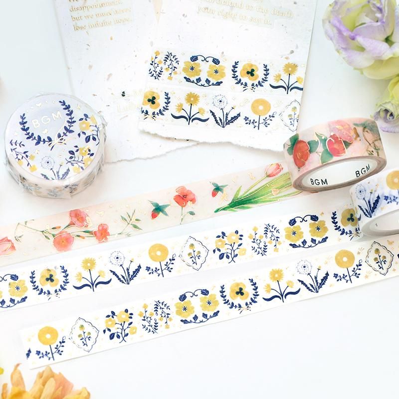 マスキングテープ ライフ “箔押し”花信風 15mm*5m - BGM ONLINE SHOP