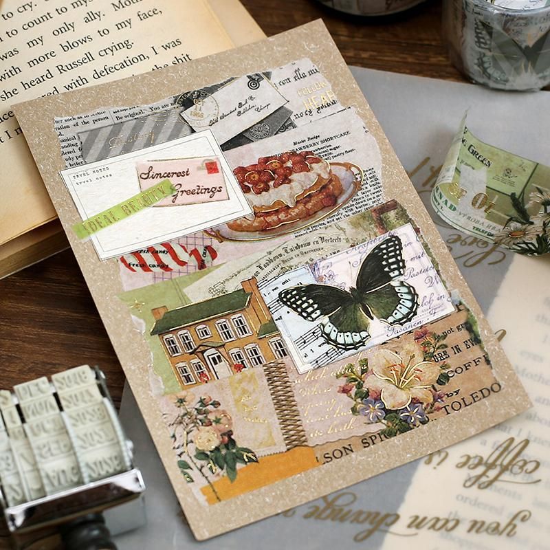 【8089】海外　特価マステ　5m/巻売り　ホログラムマスキングテープ　蝶々 8089】海外 特価マステ 5m/巻売り ホログラムマスキングテープ 蝶々