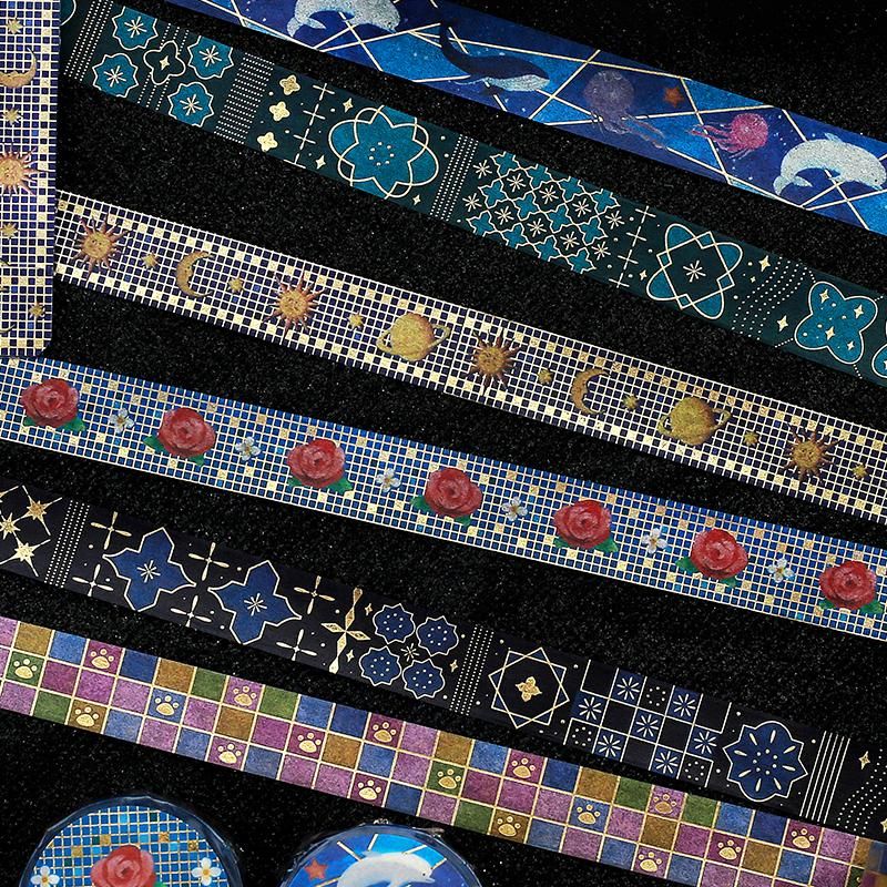 マスキングテープ ライフ “箔押し”タイルアート・夜空 15mm*5m - BGM