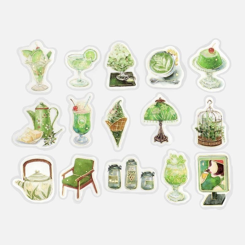 フレークシール】喫茶アラモード・緑 - BGM ONLINE SHOP