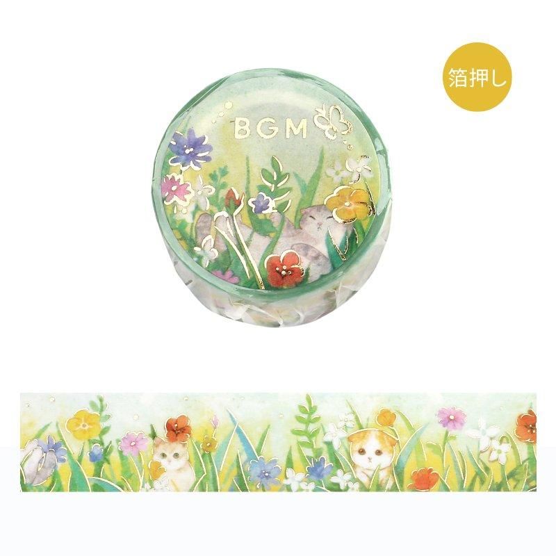 マスキングテープ “箔押し”花と猫・小さな友達 20mm*5m - BGM