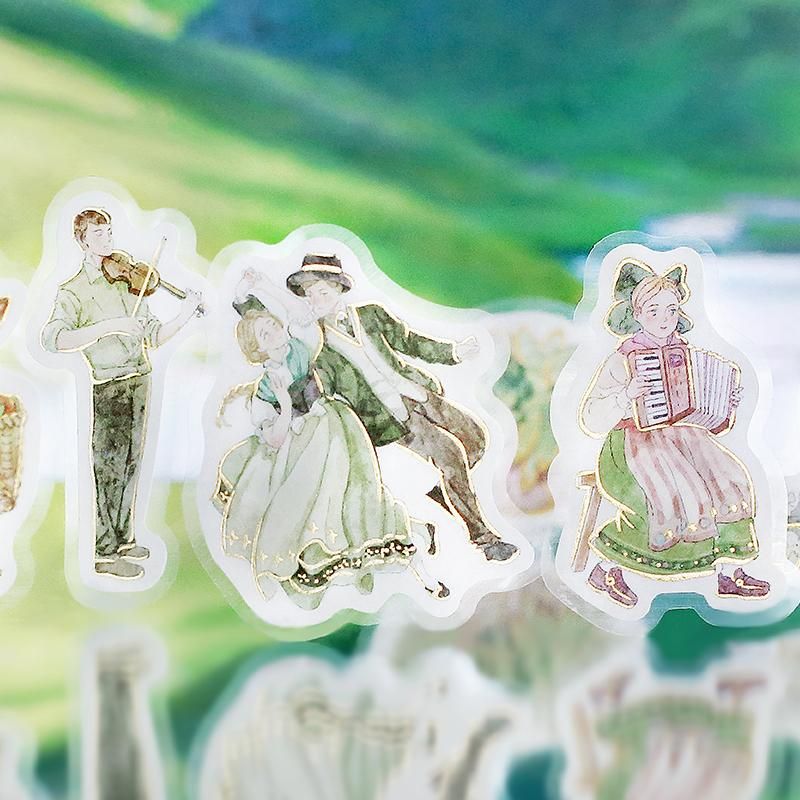 フレークシール箔押し“アルプス物語・緑”15designs x 3 45枚入り - BGM