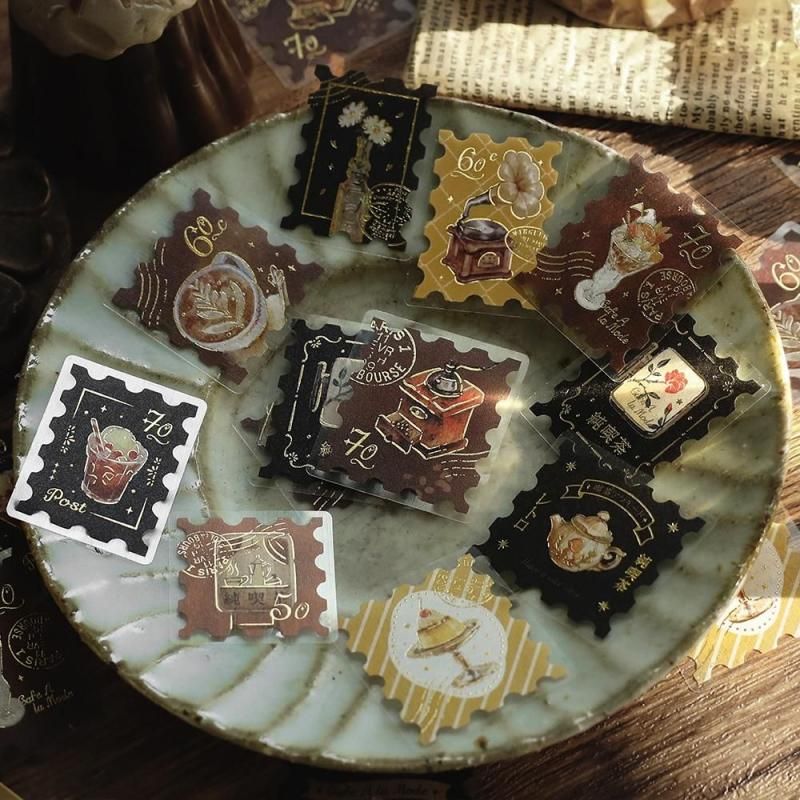 フレークシール】箔押し 「喫茶アラモード・郵便局」全4種類