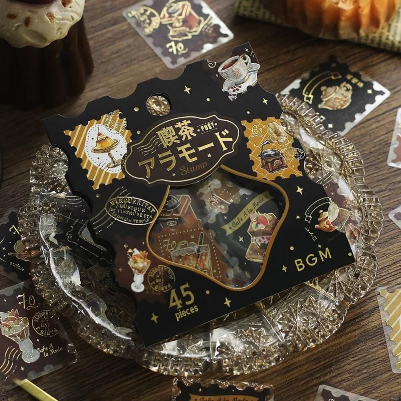 フレークシール】箔押し 「喫茶アラモード・郵便局」全4種類