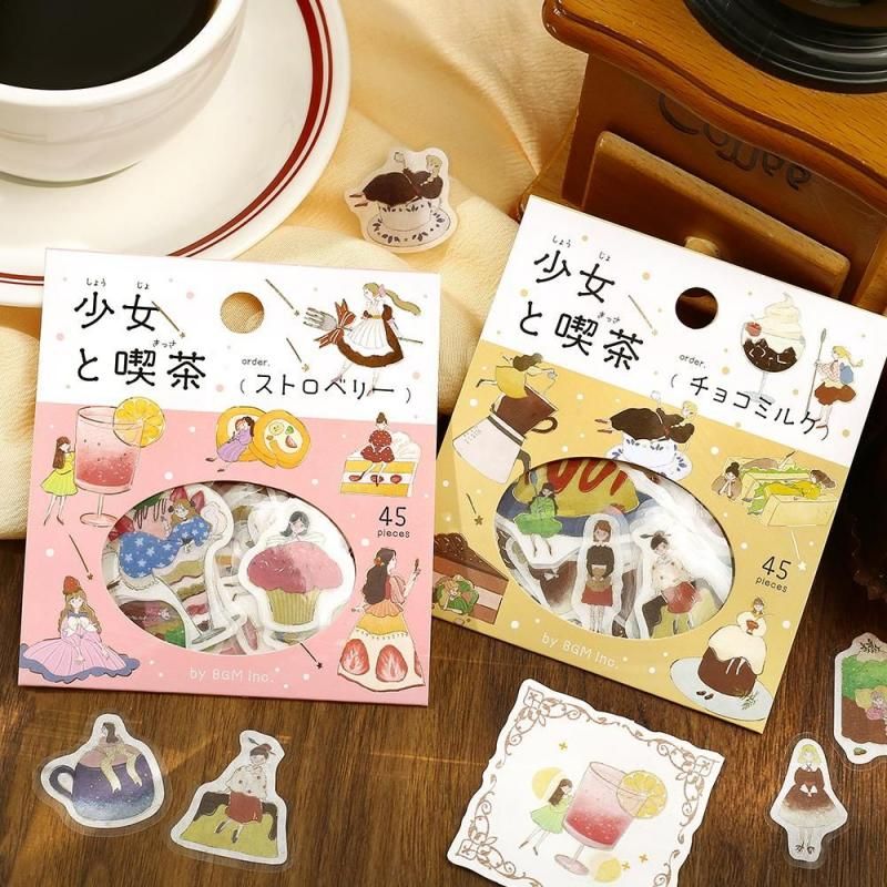 フレークシール】箔押し 「少女と喫茶」 全4種類 - BGM ONLINE SHOP