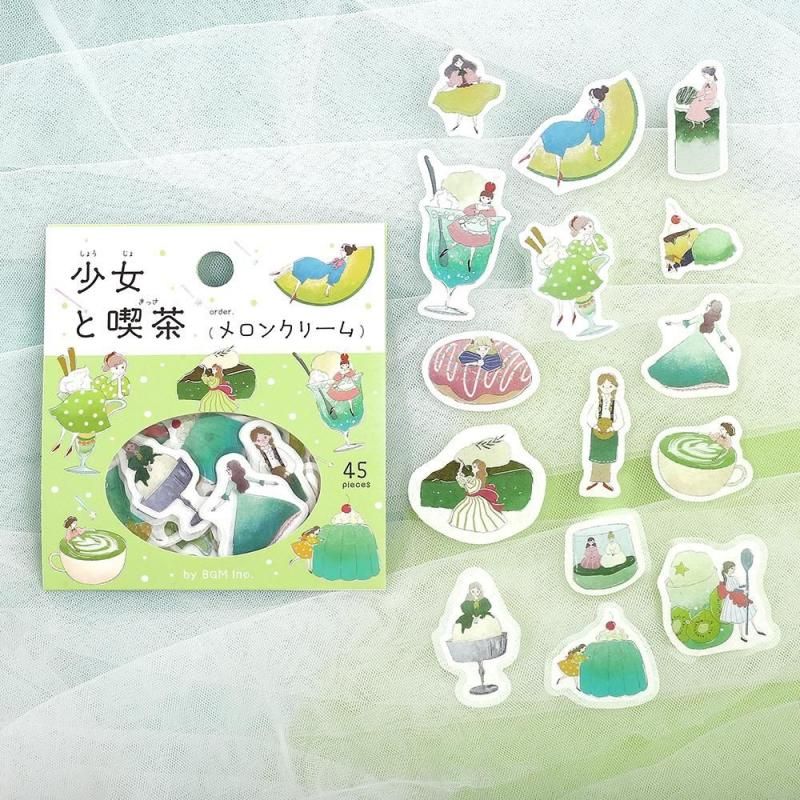 フレークシール】箔押し 「少女と喫茶」 全4種類 - BGM ONLINE SHOP