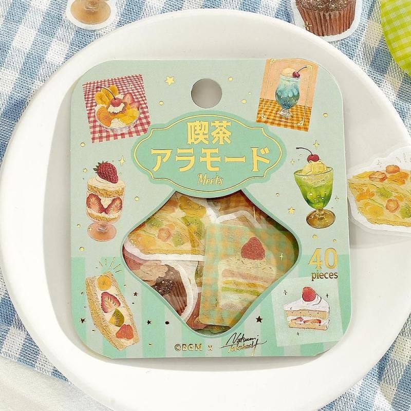 販路限定 【フレークシール】箔押し 喫茶アラモード 花開く白昼夢