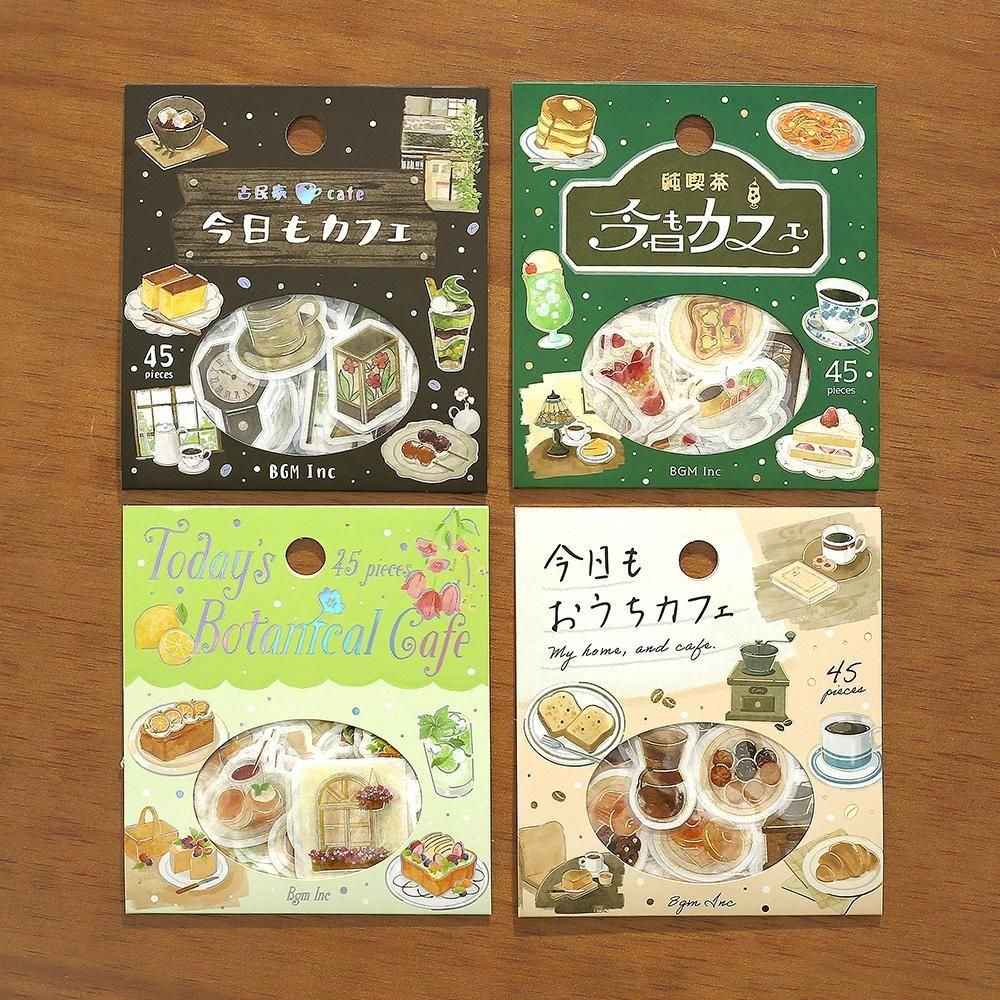 フレークシール】箔押し「今日もカフェ」 全4種類 - BGM ONLINE SHOP