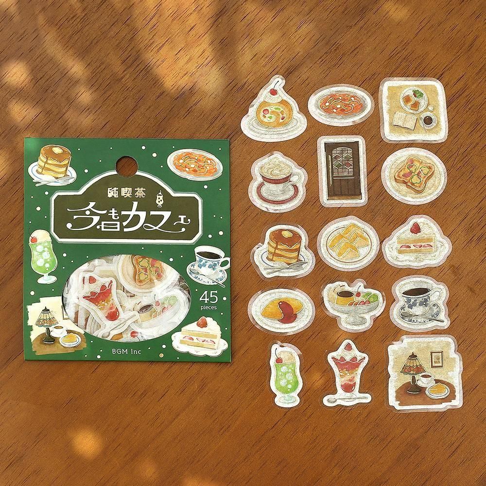 フレークシール】箔押し「今日もカフェ」 全4種類 - BGM ONLINE SHOP