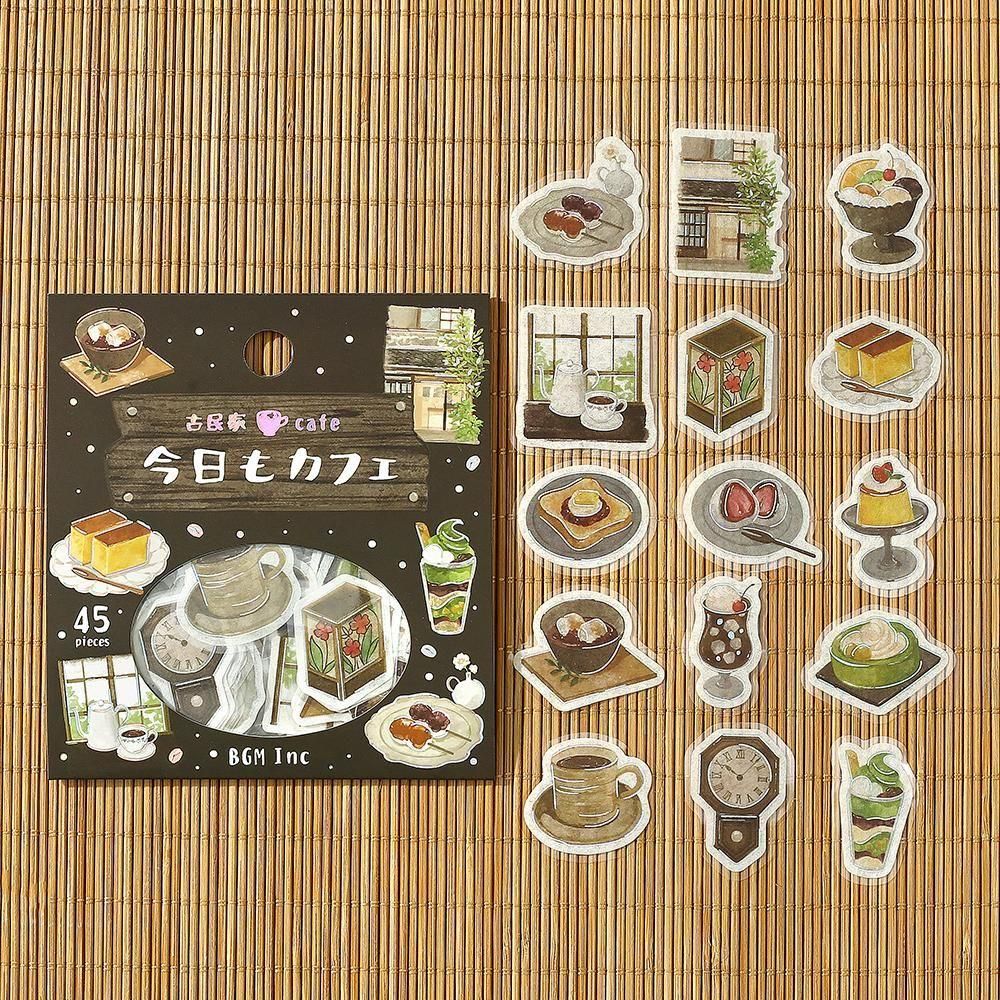 フレークシール】箔押し「今日もカフェ」 全4種類 - BGM ONLINE SHOP