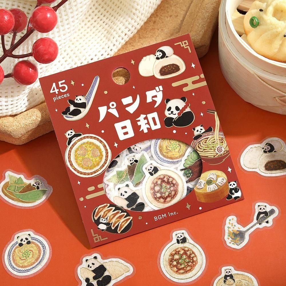 フレークシール】箔押し「パンダ日和」 全4種類◇クーポン対象外商品