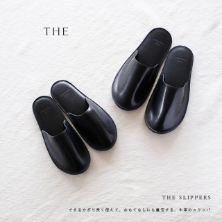 スリッパ 牛革 革 室内履き ルームシューズ 日本製 THE SLIPPERS ブラック