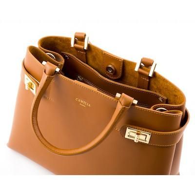LEATHER HANDBAG / レザーハンドバッグ / ライトブラウン
