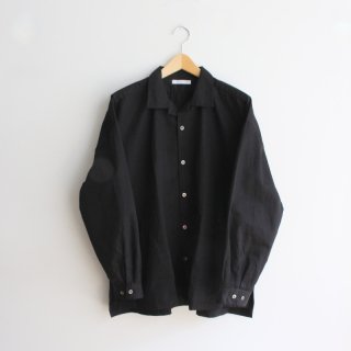 <img class='new_mark_img1' src='https://img.shop-pro.jp/img/new/icons3.gif' style='border:none;display:inline;margin:0px;padding:0px;width:auto;' />OPEN COLLAR SHIRT-COTTON LINEN TWILL BLACK