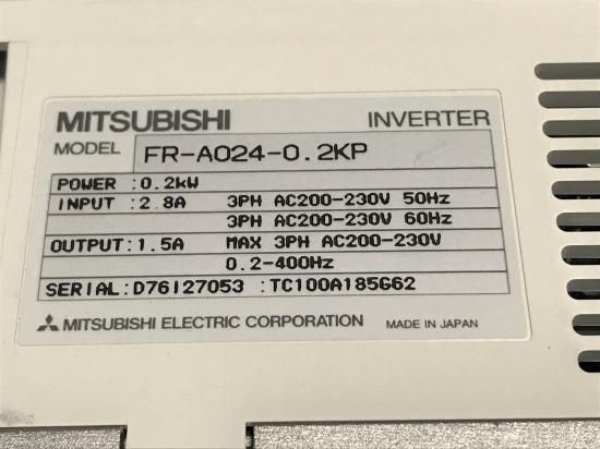 FS03-029]三菱電機 インバーター FR-A024-0.2KP(FR-A024-0.2K+FR-PU03