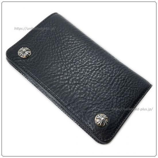 CHROME HEARTS クロムハーツ 1SNAP CROSS BALL BUTTON WALLET 1スナップクロスボールボタンウォレット 二つ折り財布 レザー ブラック