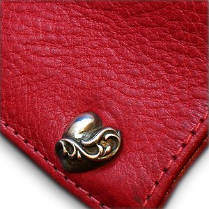 クロムハーツ 財布（Chrome Hearts）3フォールド ハートボタン レッド 