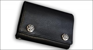 クロムハーツ 財布（Chrome Hearts）3フォールド スターボタン ブラック ヘビーレザーウォレット【クロム・ハーツ】【クロムハーツ財布】【名古屋】