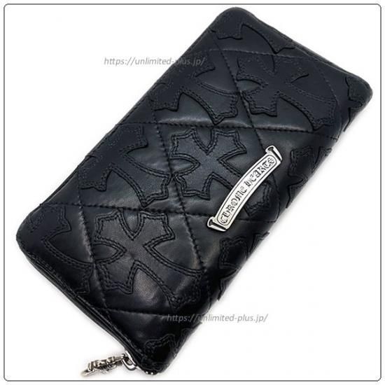 CHROME HEARTS クロムハーツ REC F ZIP FLEUR QUILTED #2 セメタリーフレア キルテッド ラウンドジップウォレット 財布 ブラック