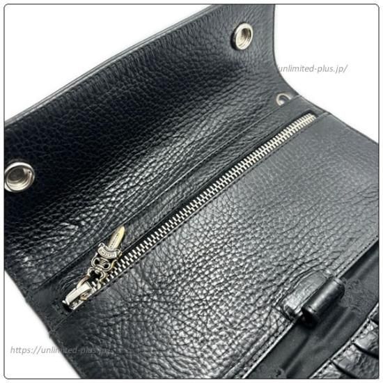 CHROME HEARTS クロムハーツ WAVE WALLET CROSS BUTTONS BLACK HEAVY LEATHER ウェーブウォレット クロスボタンズ ブラックヘビーレザー ブラック 長財布【CHROME HEARTS】