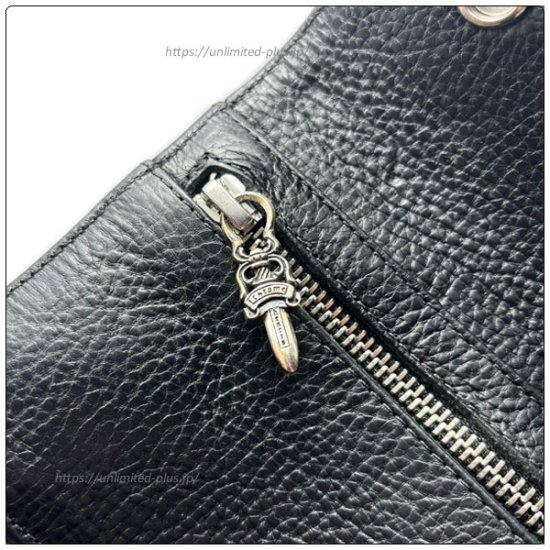 CHROME HEARTS クロムハーツ WAVE WALLET CROSS BUTTONS BLACK HEAVY LEATHER ウェーブウォレット クロスボタンズ ブラックヘビーレザー ブラック 長財布【CHROME HEARTS】