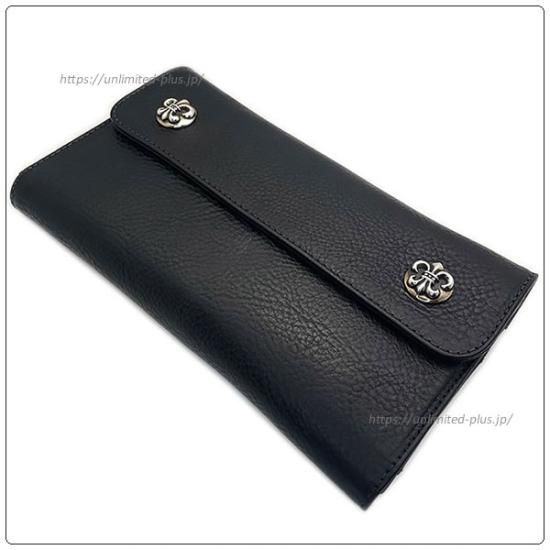 クロムハーツ BSフレアボタン ウェーブ ウォレット 長財布 ユニセックス ブラック CHROME HEARTS  【アパレル・小物】