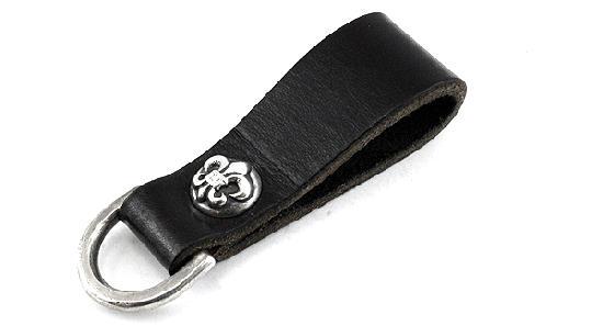 メンズCHROME HEARTS クロムハーツ（原本無） BELT LOOP フレア ボタン レザー ダブル ベルトループ ブラック系 シルバー系