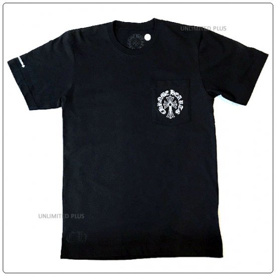 クロムハーツ（Chrome Hearts）Tシャツ メンズショートスリーブ/半袖 ポケット クルー 741 ブラック ”Sサイズ”【クロム