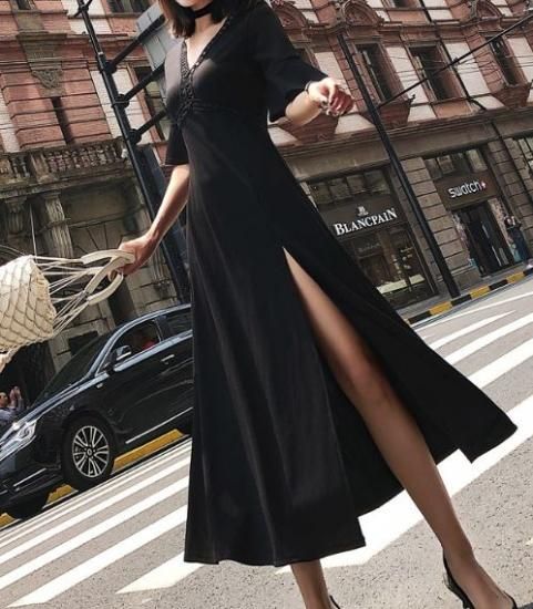 ロングワンピース 大きいサイズ Aライン ワンピース ロング丈 マキシ丈 ワンピース Vネック ハイウエスト スリット Jm53 ワンピの里