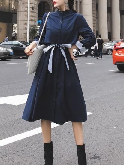 シャツワンピース 長袖 きれいめ ワンピース Aライン ワンピース 膝丈 清楚 春服 レディース ワンピース リボン ハイカラ Jm4057 ワンピの里 シャツワンピース 長袖 きれいめ ワンピース Aライン ワンピース 膝丈 清楚 春服 レディース ワンピース リボン ハイカラ Jm4057 ワンピの里