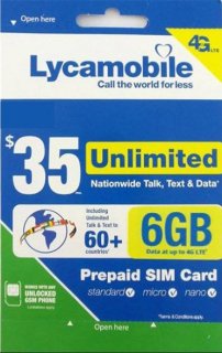 USA SIMカード（Lycamobile） 通話・SMSし放題 データ容量6GB 日本の固定通話可能