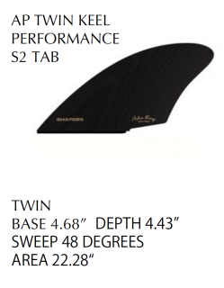 SHAPERS FINS AP TWIN KEEL PERFORMANCE S2 TAB