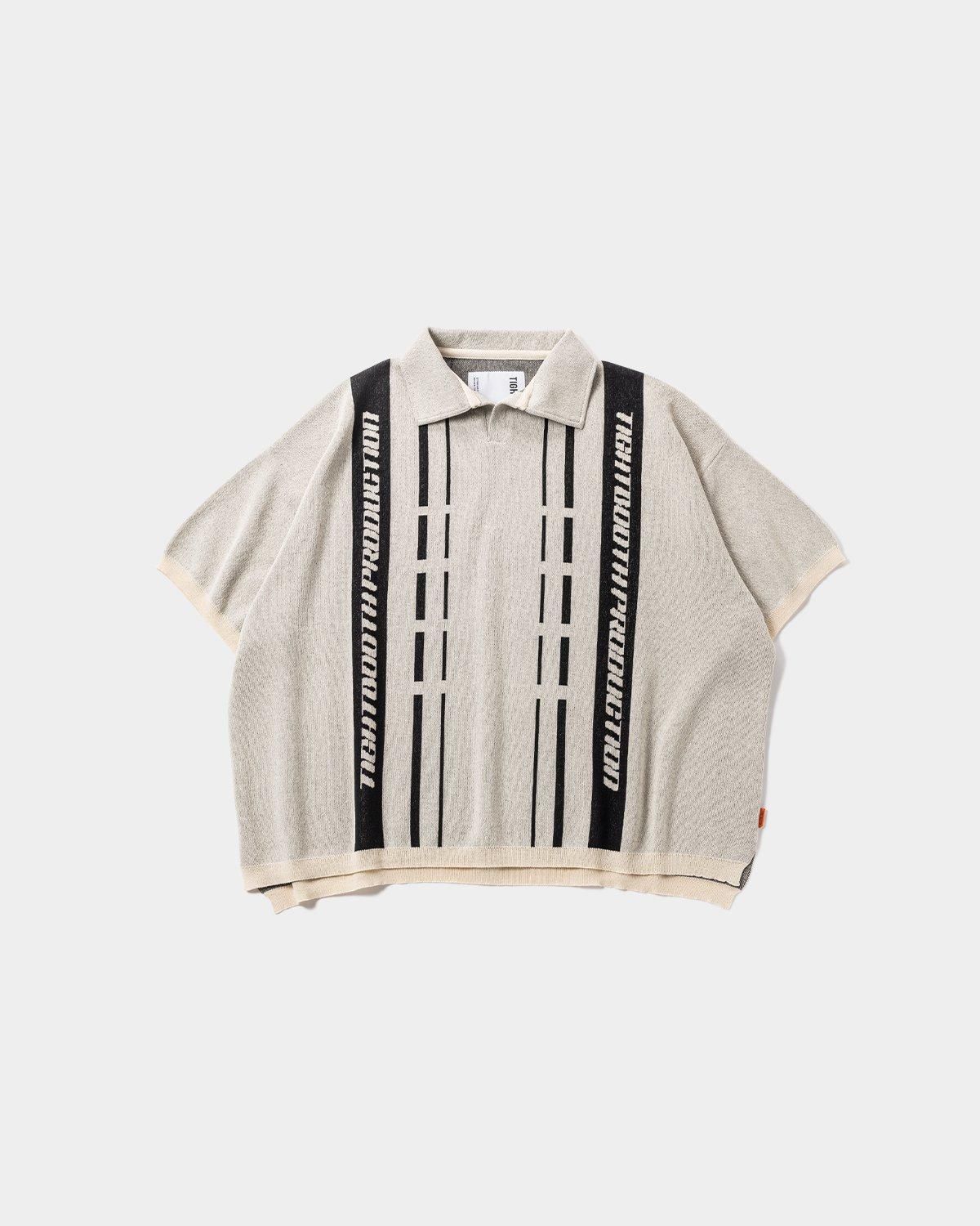 STRIPE KNIT OPEN POLO - TIGHTBOOTH® タイトブース STRIPE KNIT OPEN POLO - TIGHTBOOTH® タイトブース