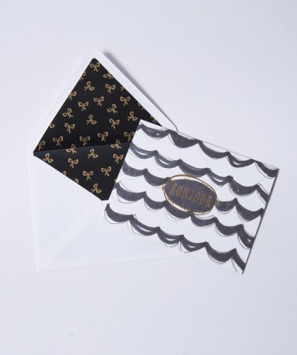 12 Blank Notes With Lined Envelopes Message Card Set「BONJOUR」/ メッセージカード セット