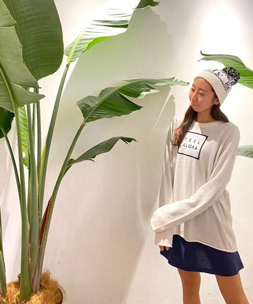【UNISEX】FEEL ALOHA Pullover Knit Top/FEEL ALOHA プルオーバーニットトップス