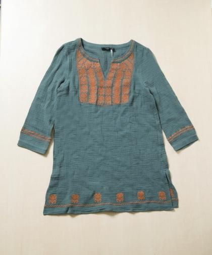 SALE50OFFۡLADIESGreen Orange Stitch Tunic / ɽԡ / THML