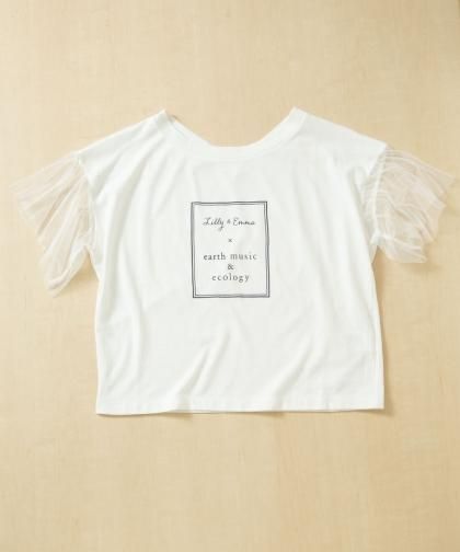 【SALE50%OFF】【LADIES】プリントチュール袖プルオーバー