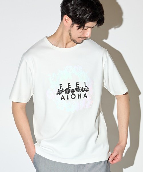 【MENS】UNION STATIONコラボ フラッシュプリントTシャツ/FEEL ALOHAロゴ