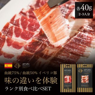 【送料無料】イベリコ豚 極上 生ハム 食べ比べセット  40g×2種 ベジョータ 血統75% セボ・デ・カンポ