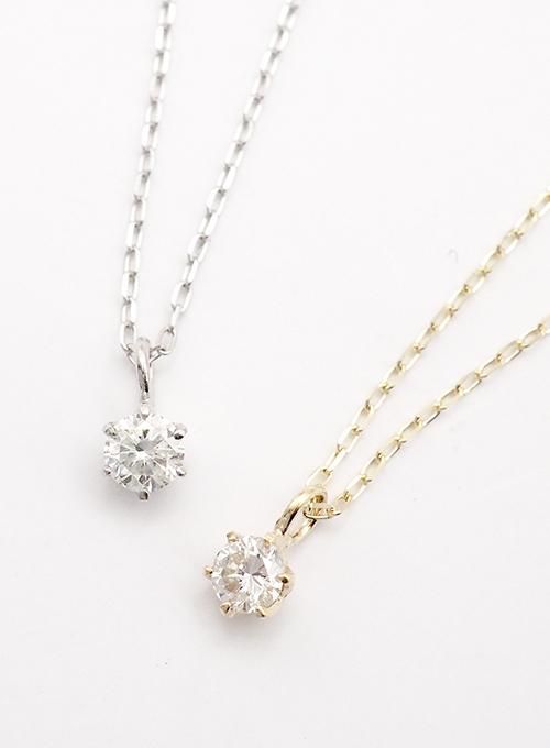 K10YG/WG | 一粒ダイヤネックレス - ベルディア-ジュエルフジミ