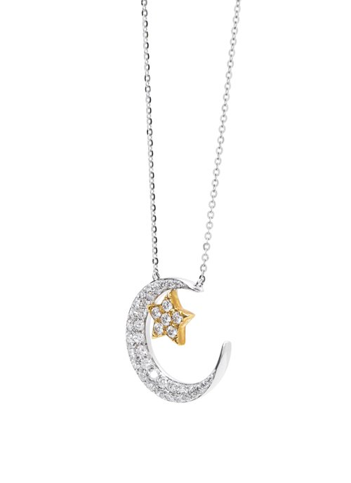 K18YG/WG ダイヤモンド 0.47ct ネックレス【Hana】| 月と星のモチーフ