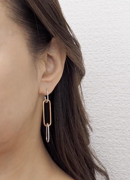 K18WG/PG ダイヤモンド0.27ct ロング ピアス-Hana- | 上品な大人