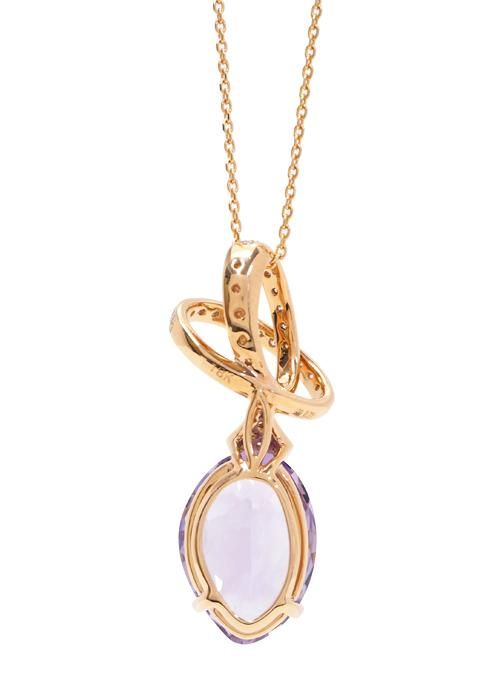 K18PG アメジスト5.0ct/ダイヤモンド0.22ct ネックレス/Hana
