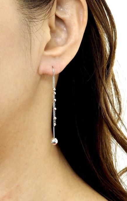 K18WG ダイヤモンド0.08ct ロングピアス/Hana| ジュエルフジミ