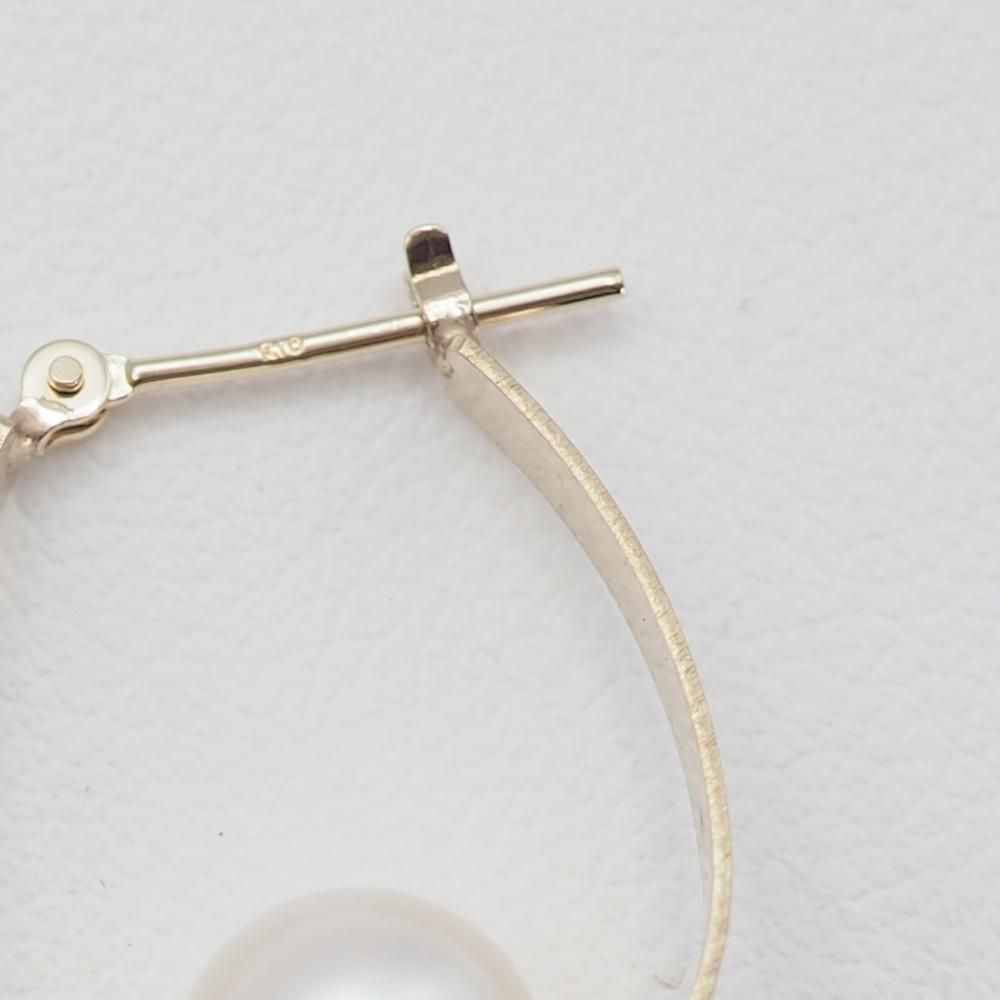 K10 淡水パール一粒フープピアス | 手作りの上品さと輝きが魅力