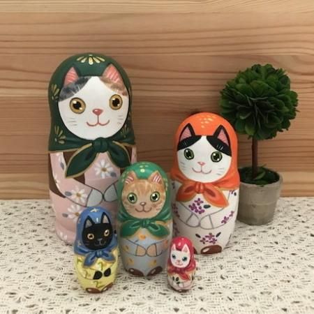 原 千恵子 ねこのマトリョーシカ 大5個セット 猫雑貨の店 犬家猫八