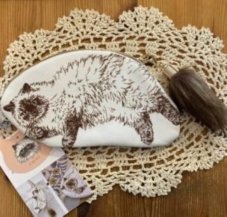 ひろこママ　トートバッグ　ミニポーチ　ペンポーチ　ひよっこり猫ちゃん トートバッグ 猫 通販 トートバック 肩掛けバッグ 肩掛けカバン