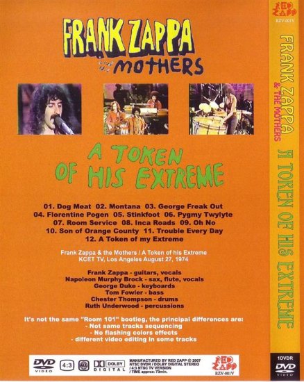 FRANK ZAPPA／A TOKEN OF HIS EXTREME - STRANGELOVE RECORDS