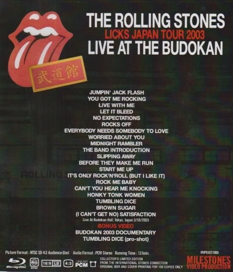 ROLLING STONES / LIVE AT THE BUDOKAN -LICKS JAPAN TOUR 2003-