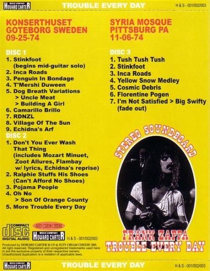 FRANK ZAPPA/TROUBLE EVERY DAY (3CD) - STRANGELOVE RECORDS FRANK ZAPPA/TROUBLE EVERY DAY (3CD) - STRANGELOVE RECORDS